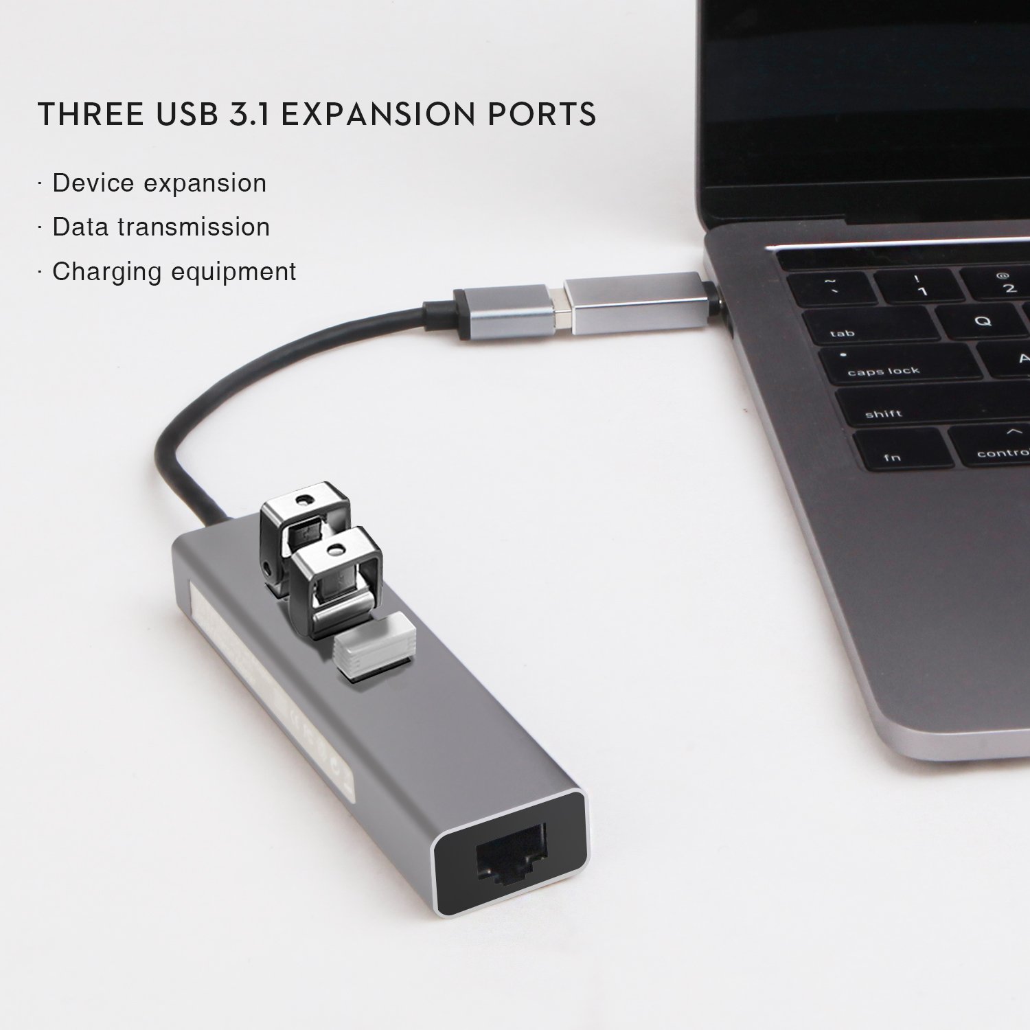 Hub USB 3.0 Ethernet Adaptador 100/1000 Gigabit, NIERBO USB 3.0 a Ethernet RJ45 Adaptador Tarjeta de Red Externa 1000Mbps Ethernet Tarjeta Red LAN RJ45 con 3 USB 3.0 Puertos 5Gbps Nintendo Switch,Adaptador USB C para Mac, Chromebook, Window