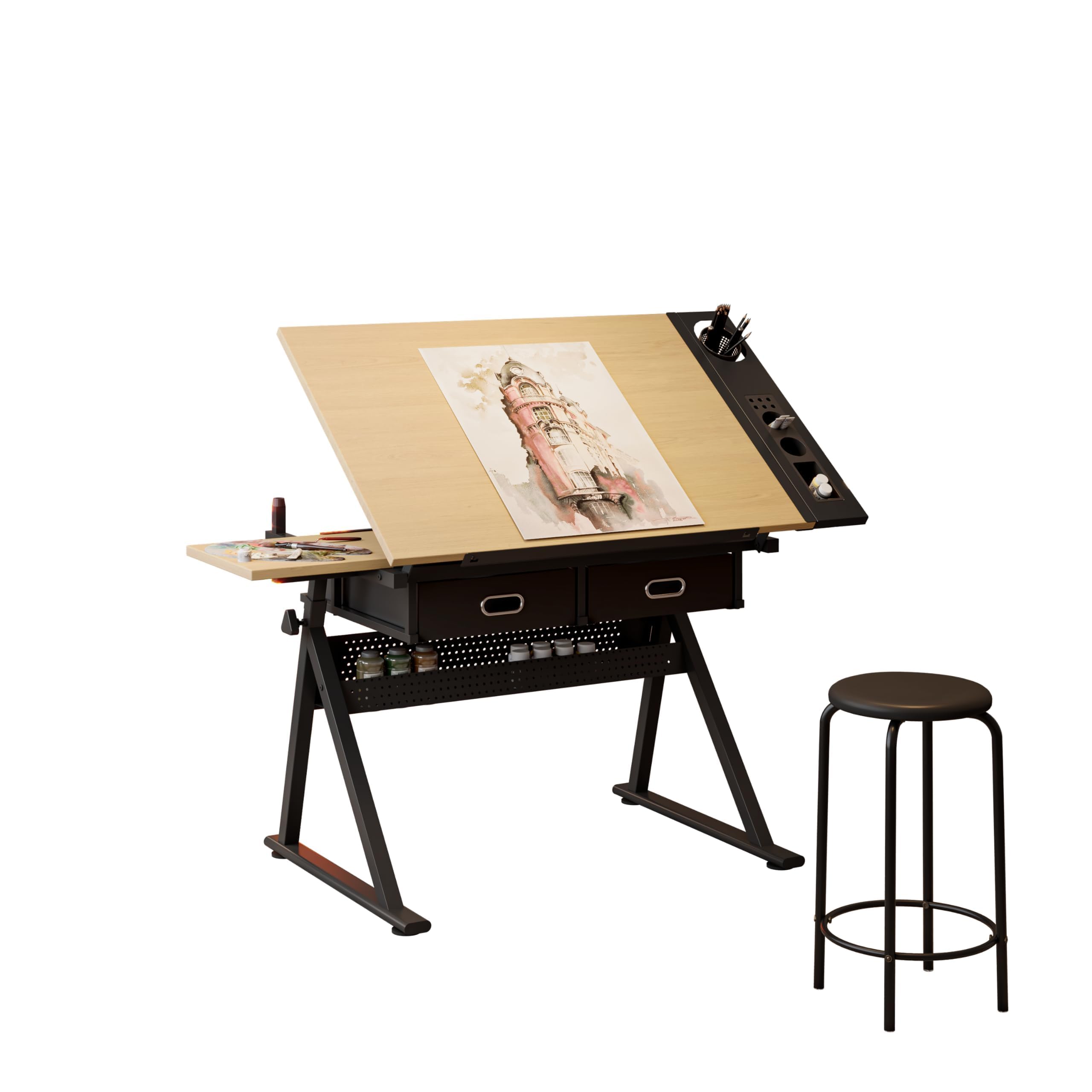 Drafting Table Set Curtainboro Multi-Function Drafting Table Set, Adjustable Craft Desk ...