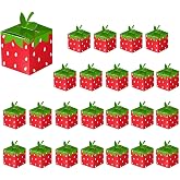 24 Pcs Strawberry Party Favor Boxes, 2.17" &times; 2.17" &times; 2.17" Cute Fruit Foldable Paper Goodie Boxes, Sweet Treat Boxes for Candy Snacks Gifts, Birthday Wedding Supplies, Festival Holidays Party Decorations