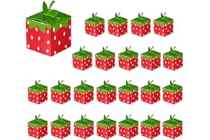 HAPPFESTIV 24 Pcs Strawberry Party Favor Boxes, 2.17" × 2.17" × 2.17" Cute Fruit Foldable Paper Goodie Boxes, Sweet Treat Boxes for Candy Snacks Gifts, Birthday Wedding Baby Shower Supplies, Festival Holidays Party Decorations
