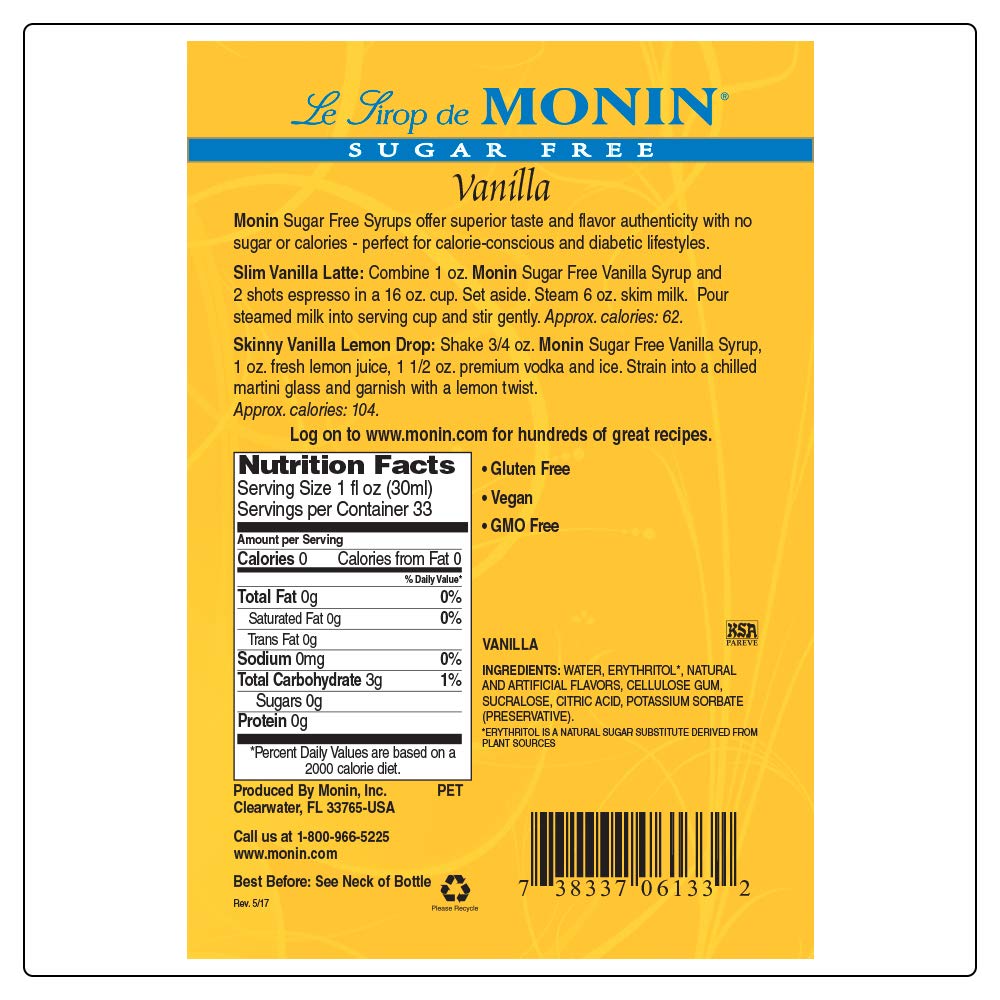 Monin Sugar Free Vanilla Syrup 1 Single 750 Ml Bottle Buy Online In India Monin Products In India See Prices Reviews And Free Delivery Over 4 000 Desertcart
