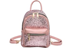 I IHAYNER Women Cute Sequin Mini Backpack Leather Purse Women Backpack Leather Cross Body Bag Pink