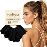 Yanibest Seamless Nylon Hair Ties for Strong Hold, No Crease &amp; long-lasting | Ponytail Holders for Medium Thick Hair, Hair Accessories for Workout 6 Pack, High Elasticity, Gentle on Hair, No Tangle