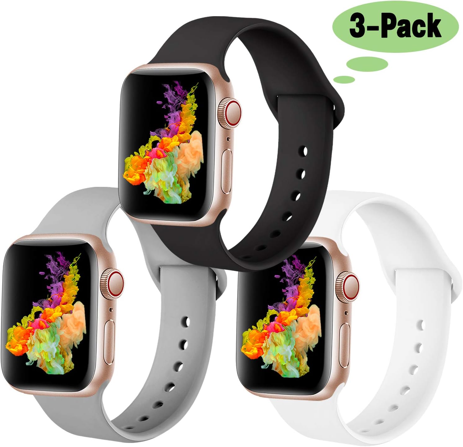 Compatible with Apple Watch Band 40mm 38mm 44mm 42mm for Women Men, Replacement Accessory Sport Band for Apple/iWatch Series 5, Series 4, Series 3, Series 2, Series 1
