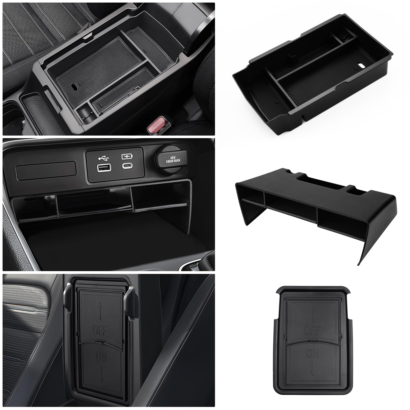 Photo 1 of Karltys 3PCS CRV Center Console Organizer Tray for 2023-2025 2026 Honda CR-V Accessories, CR-V Middle Console Organizer, Center Console Hidden Compartment and Armrest Storage Box ABS Insert