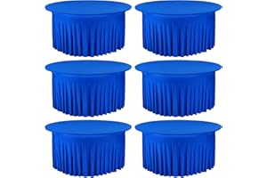 FIVENL 6 Pack 5FT Spandex Table Skirts for Round Table Washable Table Covers Royal Blue Stretch Tablecloth Wrinkle Resistant Fitted Table Skirts for Banquet,Wedding,Party,Restaurant,Events (Royal Blue)