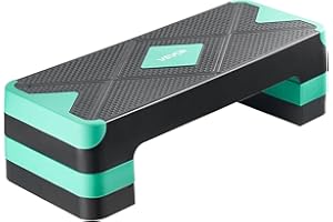 VEVOR Aerobic Exercise Step Platform, 28-Inch Workout Aerobic Stepper, Height Adjustable Fitness Training Step Deck Trainer with 4 Risers, Non-Slip Surface Bench for Home Gym Cardio Strength