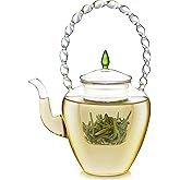 Teabloom Emerald Teapot - Special Edition Elegant Petite Borosilicate Glass Teapot (24-ounce) with Removable Loose Leaf Tea Glass Infuser