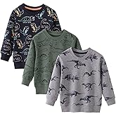 Yookoom Boys Sweatshirt,Toddler 3 Pack Crewneck Cartoon Long Sleeve Pullover Tops Shirts