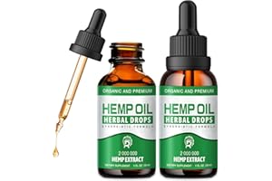 DRLOTON Hemp Oil High Potency - Maximum Strength Organic Hemp Drops - 100% Natural Hemp Oils Extract for Pain Relief, Sleep, Skin, Mood & Relaxation - Rich in Omega 3, 6, 9 Fatty Acids-Vegan, Non-GMO 2 Packs