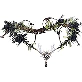 MOSTORY Woodland Flower Fairy Crown - Floral Elf Circlet for Fairy Accessories Women Fairycore Renaissance Cosplay Fantasy
