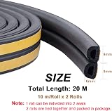 Bynsaer Draught Excluder Tape 20M D-Type Self-Adhesive Foam Seal Black view 2