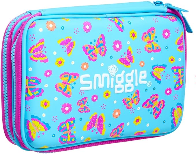 Smiggle Pencil Case Double Hardtop Blue Neon Butterfly Amazon.co.uk