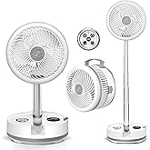 10 inch Portable Fan-Battery Operated Fan, Oscillating Rechargeable Fan with 40000mAh, Remote Control LED Lights, 114HR Run Time, Outdoor Portable Foldable Fan for Camping＆travel (White)