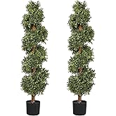 Pertivery Artificial Boxwood Spiral Topiary Tree - Realistic Outdoor Topiary Trees for Front Porch Decor, Durable Artificial Plants Outdoor, Low-Maintenance Boxwood Topiary for Year-Round Greenery