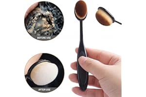 Foundation Brush, Oval Toothbrush Style Liquid Makeup Applicator With Dense Synthetic Bristles Ergonomic Handle Professional 