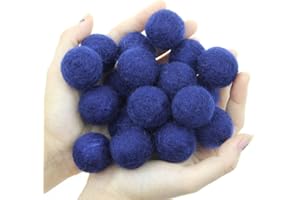 Zasy 30mm Needle Wool Felt Balls Foam Filled Wool Felt Pom Pom Home Decor DIY (Navy)