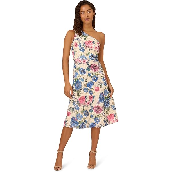 Adrianna Papell Women's Halter Printed Midi Dress, Turquoise Multi, 14 at  Amazon Women's Clothing store
