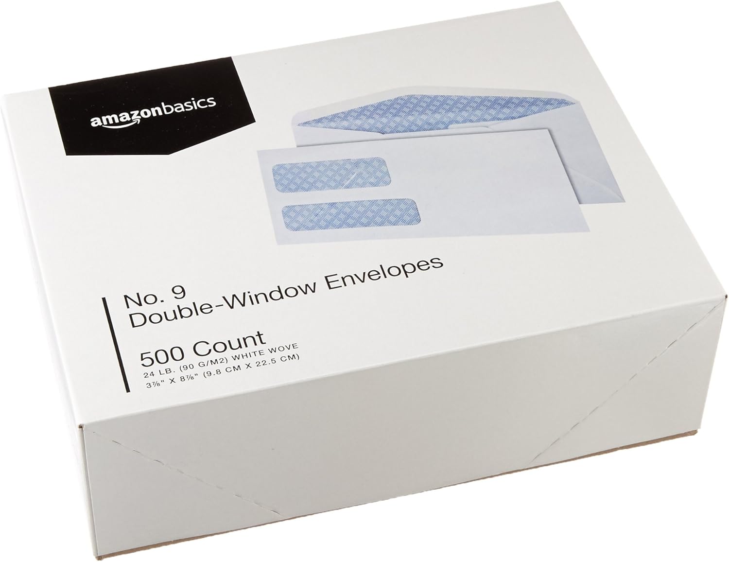 Basics #9 Double Window Security Tinted Envelopes, White, 500 ct : Office Products
