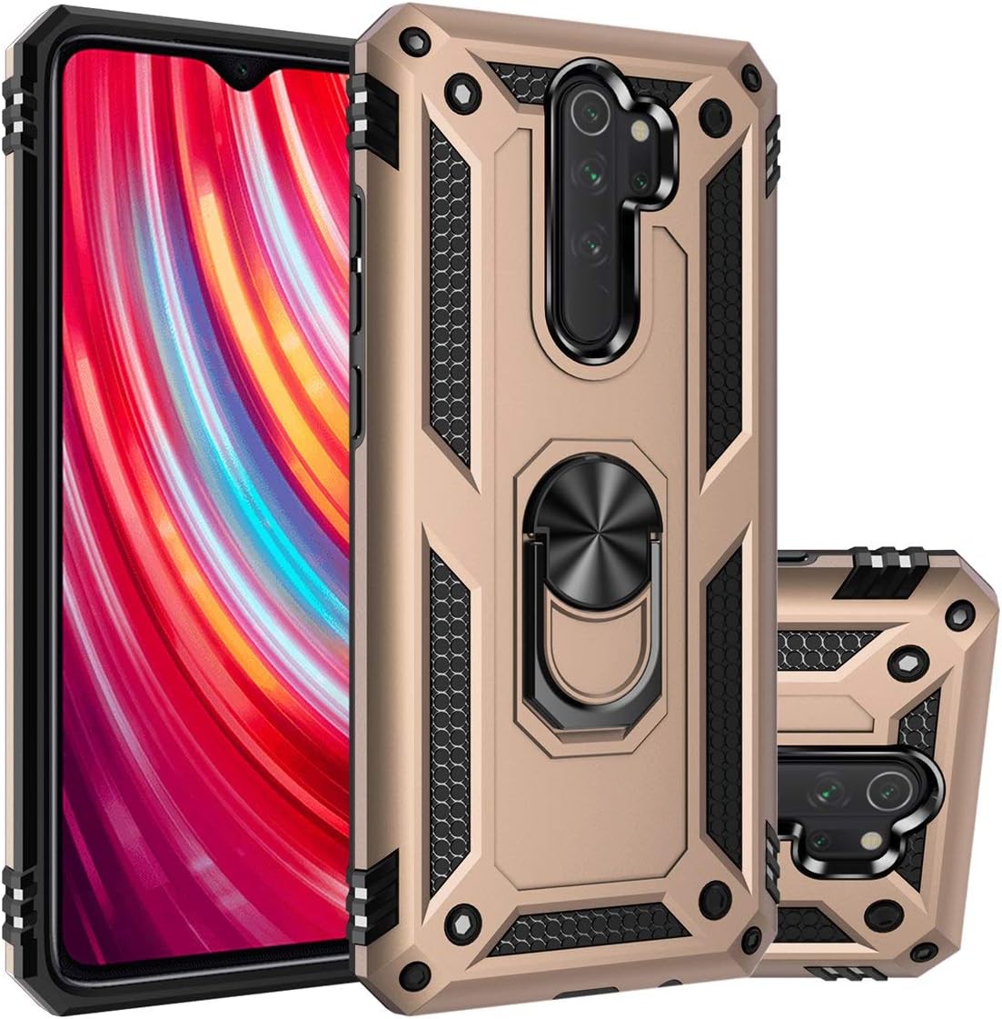 Grandcaser Xiaomi Redmi Note 8 Pro back Cover, Shockproof Back case Armor Bumper Bracket Case Anti-fall Case for Xiaomi Redmi Note 8 Pro - Golden