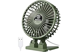 JZCreater USB Desk Fan, Mini Fan Portable, 3 Speeds Desktop Table Cooling Fan, Plug in Power Fan, Rotation Strong Wind, Quiet Personal Small Fan for Home Desktop Office Travel Bedroom, Army Green