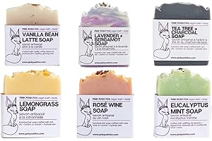 Pink Posh Fox, 6 pack Soap Gift Set, Vegan, Palm Oil Free, Ethically Sourced, Cold Pressed, Cold Process Natural Soap, Variet