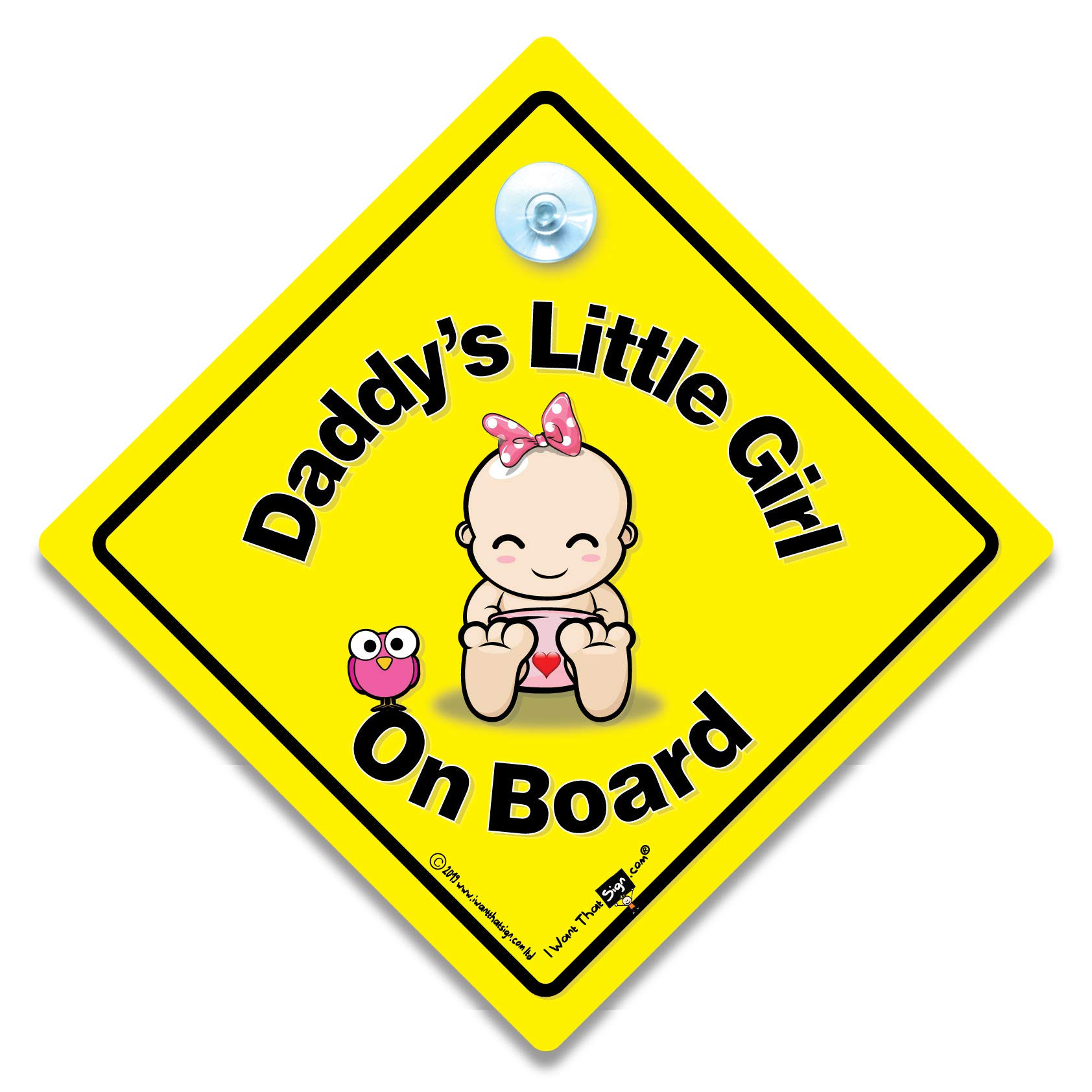 Daddy's Little Girl On Board Car Sign, Baby on Board Sign, Suction Cup Car Window Sign