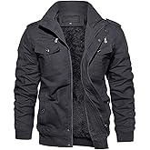 EKLENTSON Men's Thick Thermal Winter Jacket with Multi Pockets Zip Front Fleece Lined Military Jacket for Men