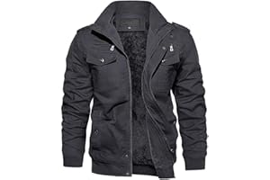 EKLENTSON Men's Winter Cargo Jacket Fleece Lined Thick Thermal Casual Military Tactical Jacket Windproof Bomber Jacket Coat