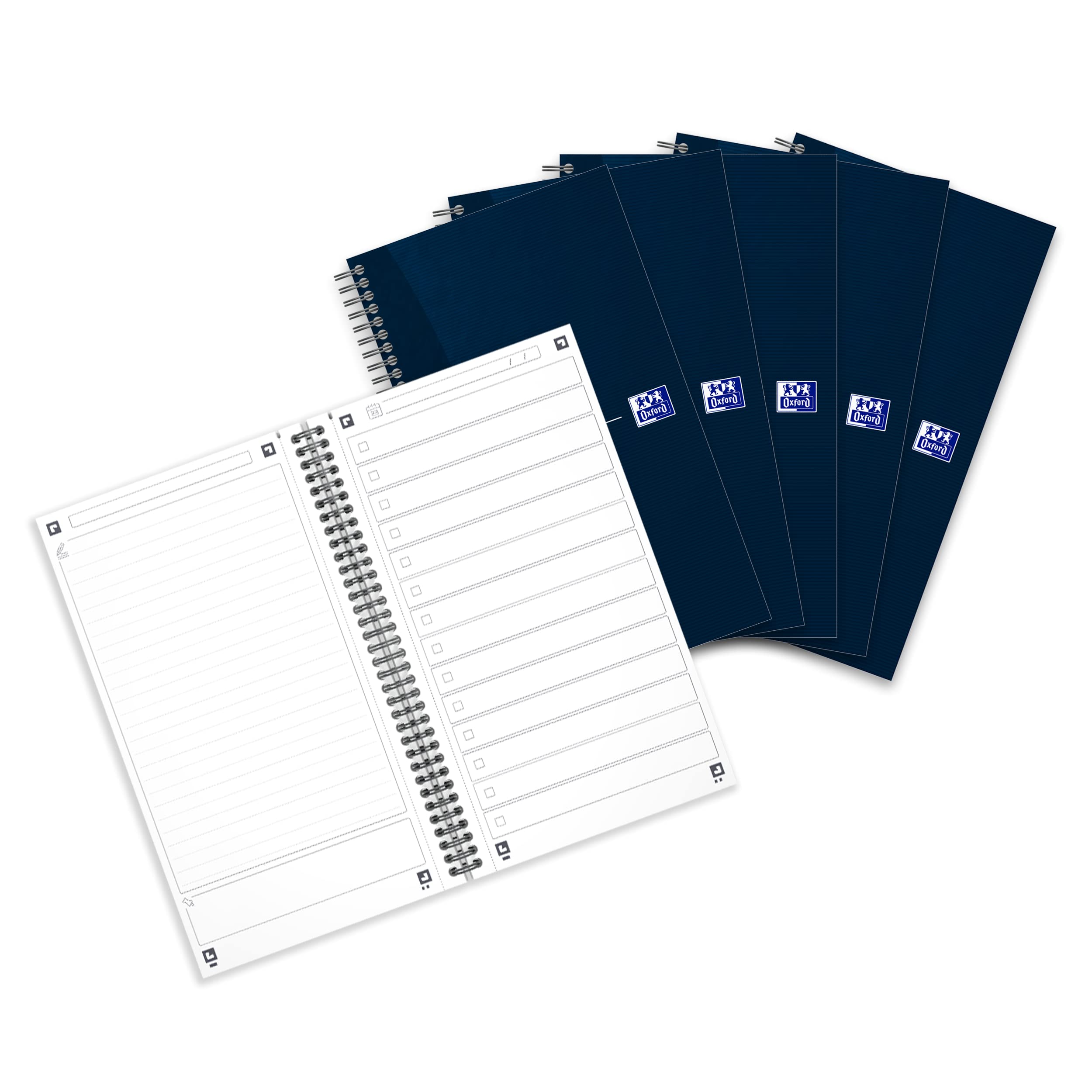 Oxford Task Manager To Do List Notebook Spiral Bound 230 Pages Blue Pack of 5