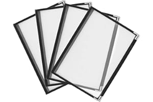 CYEAH 4PCS Menu Covers 8.5 x 11 Inch, 2 Page 4 View Restaurant Menu Covers Book for Restaurant, Bars, Cafes - Black