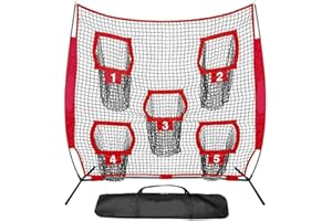 Football Trainer Throwing Net, FOME 7x7 Ft Football Trainer Training Practice 5 Target Pockets Quarterback Training Equipment