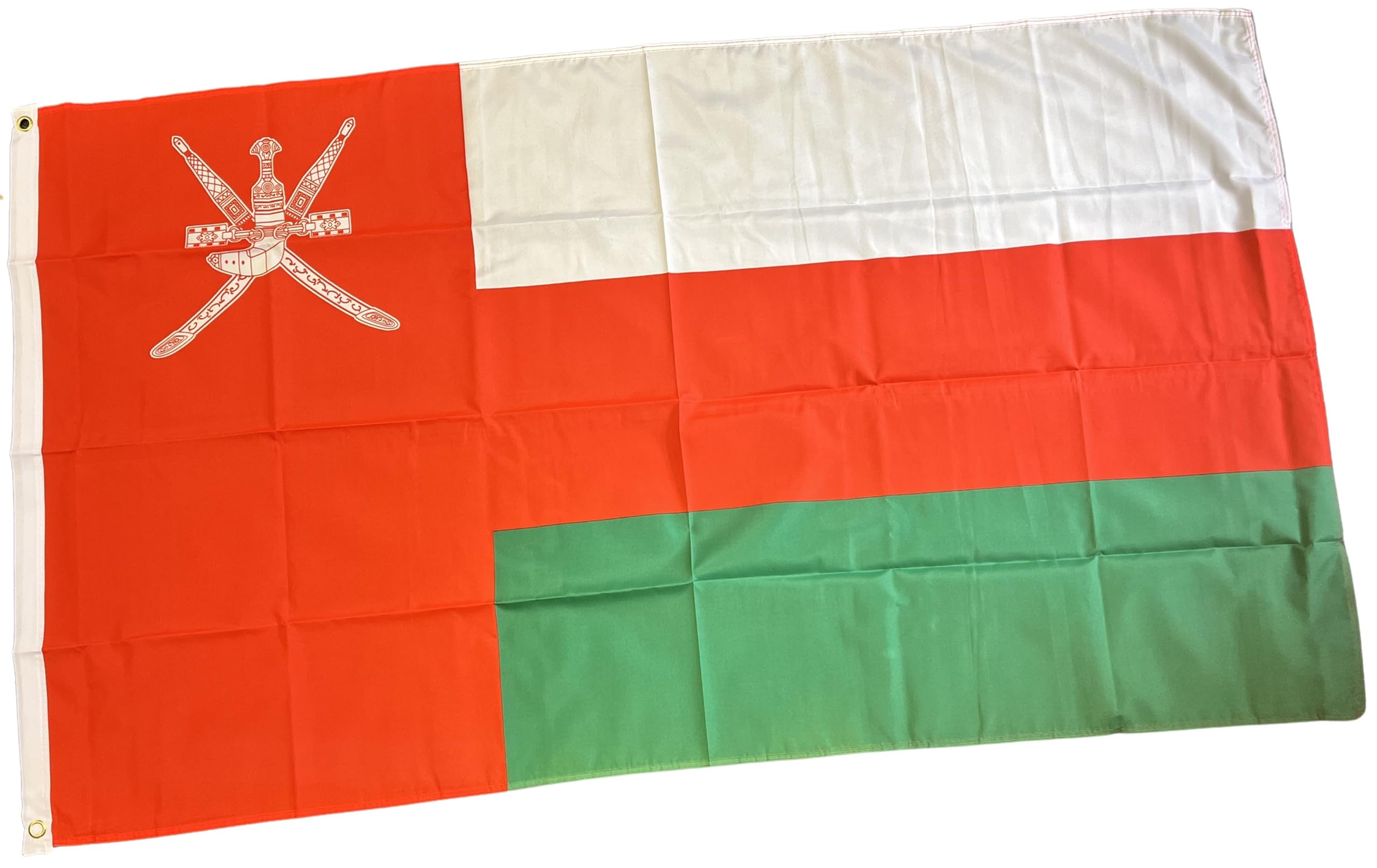 NWFlags Oman Flag 5ft x 3ft 75d Premium Polyester Suitable For Flagpoles | Strong Polyester 5x3 foot material large flag of Oman with 2 metal Eyelets