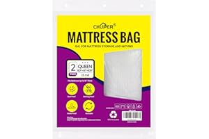 CHUPER 2 Pack Queen Mattress Bags for Moving and Disposal – Waterproof Plastic Mattress Cover for Queen Size Bed
