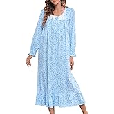 MZROCR Cotton Nightgowns For Women Long Sleeve Night Gowns Soft Women's Sleepwear Loungewear for Women Ladies Nightgowns