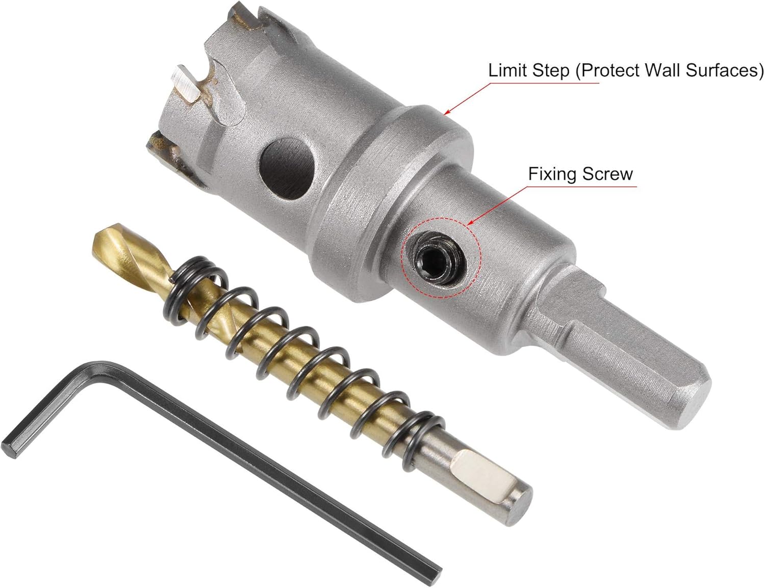 sourcing map 26mm Carbide Hole Cutter, Hole Saws for Stainless Steel Sheet Metal Non-Slip Triangular Shank Limit Step - Image 4