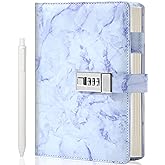 CAGIE Diary with Lock for Girls Ages 8-12 and Women With Pen, A5 Purple | 192 Pages Waterproof Journal with Lock for Girls,Marble Diary for 8 10 11 12 14 16 Year Old Girls Gifts Presents