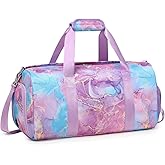 Gym Sports Duffle Bag Dance Ballet Bags with Separate Dry Wet Pocket and Shoes Compartment Weekender Overnight Travel Foldable Bag for Girls Teen Women(Purple)