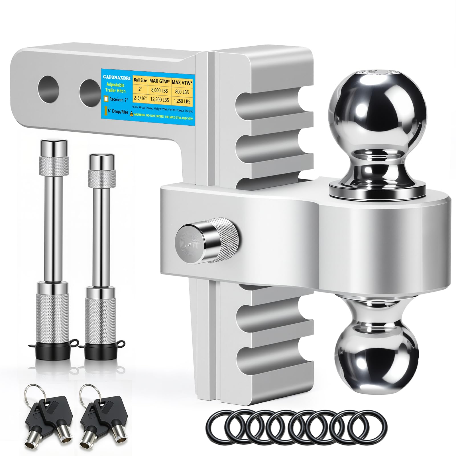 Photo 1 of *UNTESTED*
Aircraft Aluminum Adjustable Trailer Hitch for 2 Inch Receiver, Tow Dual Ball 2'' & 2-5/16'' Towing Weight 12,500 LBS, 6'' Drop/Rise, Lightweight/Anti Rust Anti Rattle, Bulletproof Lock Pin