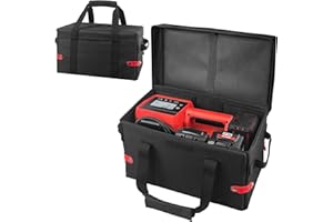 Yamto Foldable Air Compressor Carrying Case fits For Milwaukee M18 Tire Inflator 2848-20, Portable Easy-Access Stacking Storage Bag for Milwaukee Pack Out Tools with Handle, Black