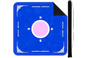 StellarOcean Neoprene Mahjong Mat 31.5"x31.5" Mahjongg Jhongg Mats for Table with Carrying Bag, Mah Jongg Card Game,Noise Reduction Non-Slip(Blue Pink)