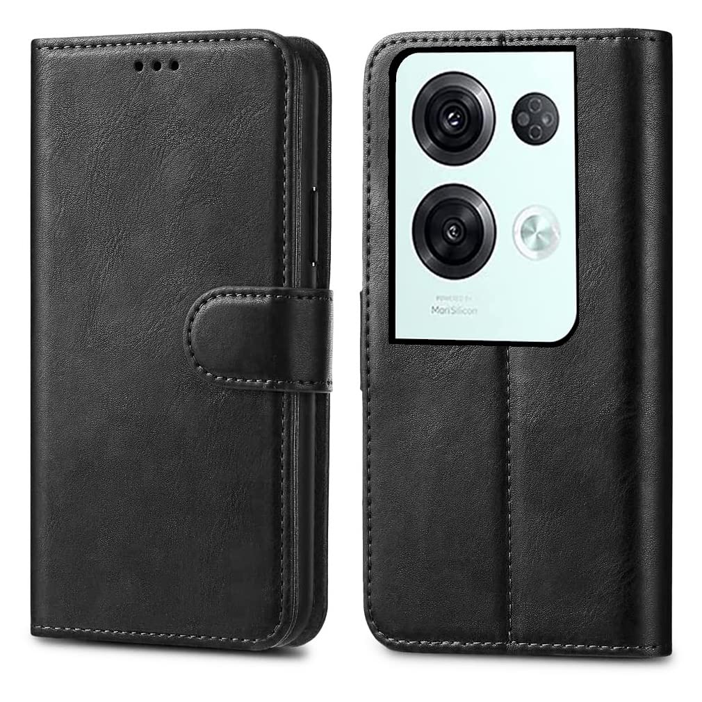 GAPlus PU Leather Flip Cover Wallet Case For OPPO Reno 8 Pro 5G Card Holder Magnetic Kickstand Black
