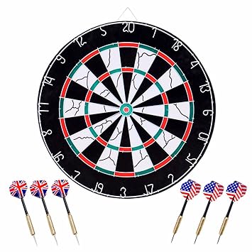 Dartboard, ToWinle 18 Zoll Dartscheibe Official Size Dartboard Doppelseitiges Dartboard mit 6 Steeldarts