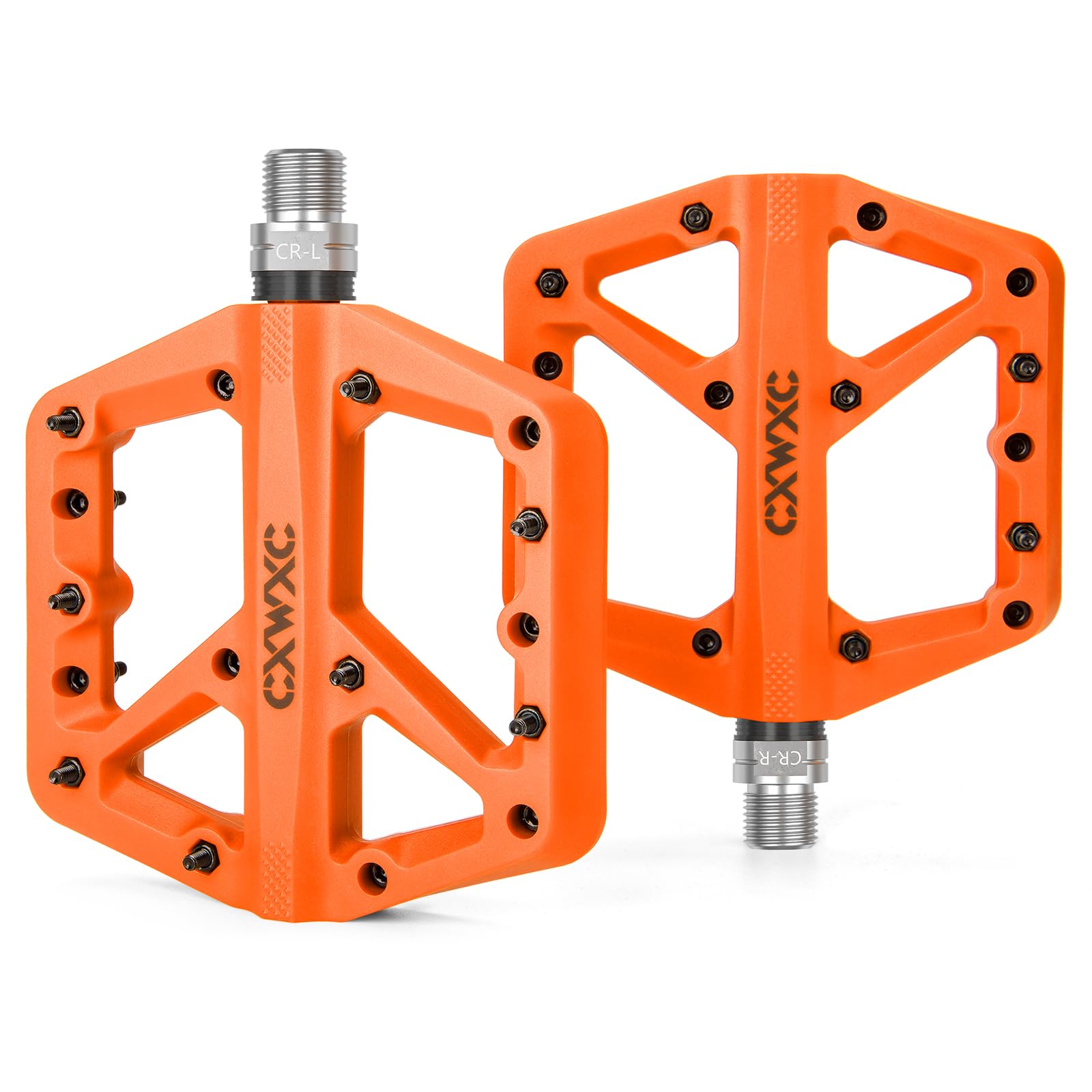 Photo 1 of CXWXC Mountain Bike Pedals - Lightweight Nylon Fiber Bicycle Pedals - Platform Pedals for BMX Mountain Bike 9/16" (Orange)