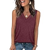 WIHOLL Tank Tops for Women Summer V Neck T Shirts Trendy Sleeveless Basic Tee Loose Fit 2026 Fashion