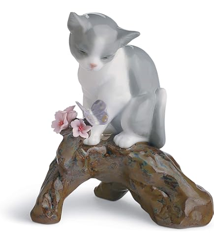 Amazon.com: Lladro Figurine 1442, Kitty Confrontation, w/ flowers