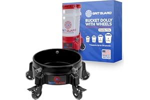 Grit Guard Bucket Dolly with Wheels - Rolling Detailing Wash Bucket with 5 Wheels and 2 Locking Casters Compatible with 2.5, 4, 5 and 6 Gallon Buckets (Black, 3" Roller Bearing)