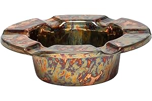 Stinky Cigar One-Piece Ashtray - Durable Stainless Steel, Rustproof, Unbreakable Design - Windproof Deep Bowl with 6 Stirrups for Even Burn - Perfect for Patio Relaxation - Distressed Copper Plated