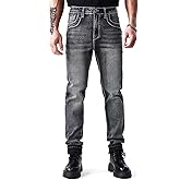 Classic Fit Jeans for Men Embroidered Design All Season Adult Denim Work Pants Everyday Casual Style Men's Pants
