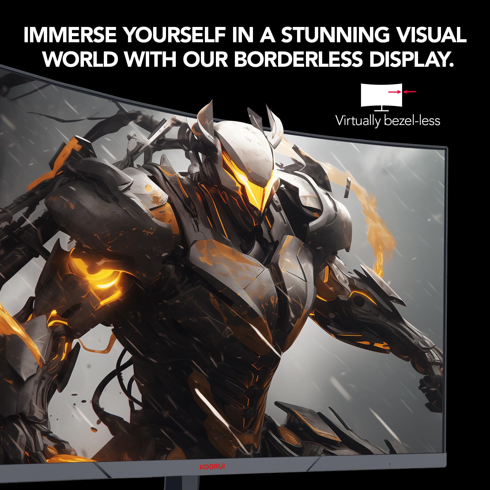 Koorui 27 Inch Gaming Monitor, Qhd 1440P Curved Monitors 180Hz Va 1Ms 1500R Pc Screen With Adaptive Sync, Hdmi/Dp, Vesa Compatible, Tilt Adjustable, Eye Care - View 6